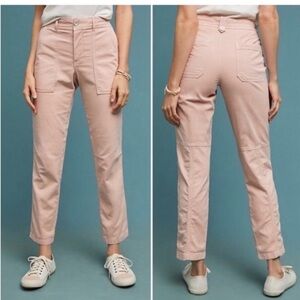Anthropologie Wanderer Washed Pink Cargo Pants Size 30 Cotton Linen blend